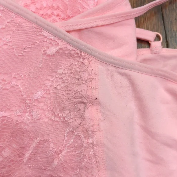 No Boundaries adjustable pink mesh lace bralette cami bra with inserts - Picture 4 of 7